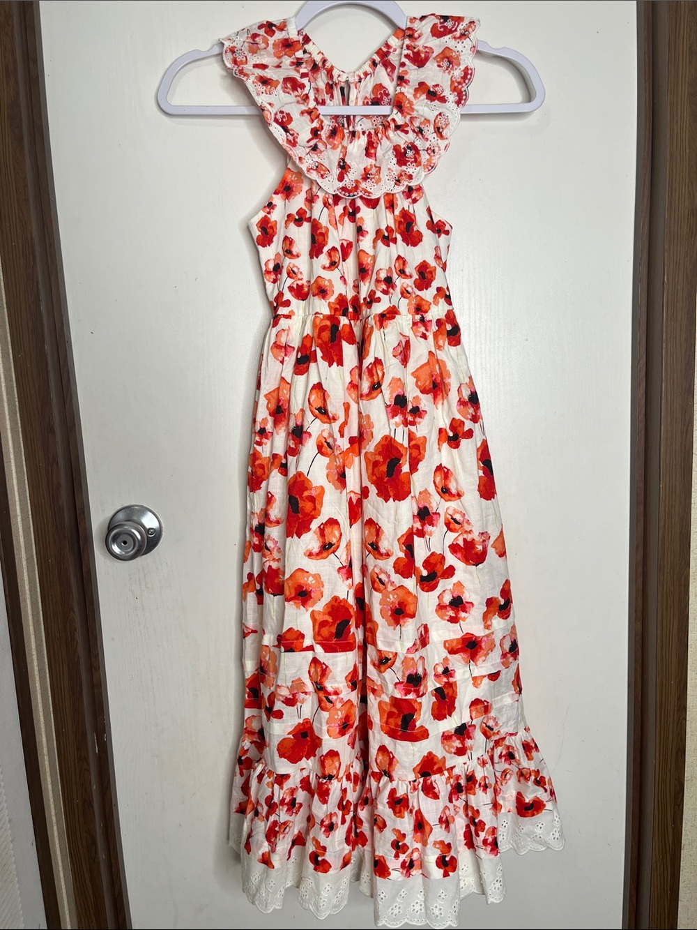 Matilda Jane girl White Maxi Dress with Red Floral Print